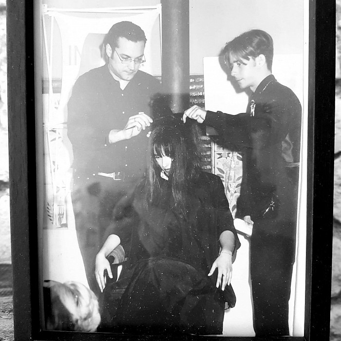 Realizando un recogido, año 1996